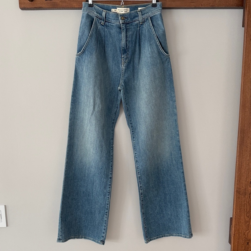 Nili Lotan Flora Blue Denim Trousers